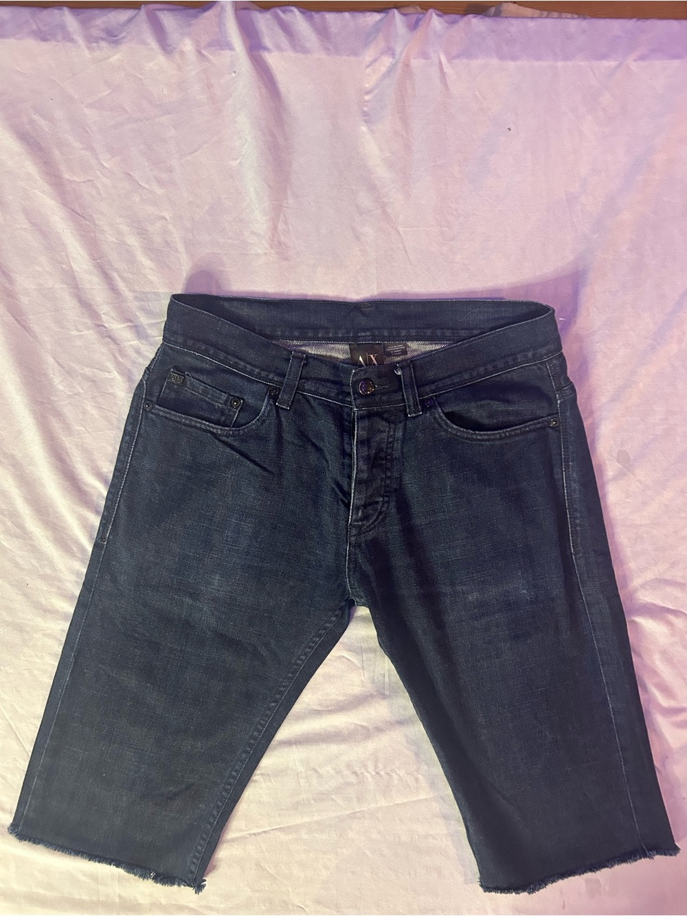 A|X Armani Exchange J66 Dark Denim Raw Hem Shorts Size 31